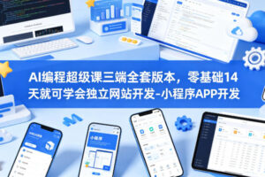 AI编程超级课三端全套版本，零基础14天就可学会独立网站开发-小程序APP开发
